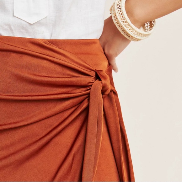 NWT Anthropologie Maeve Tied Rayon Blend Rust Skirt Size XS - Picture 3 of 6